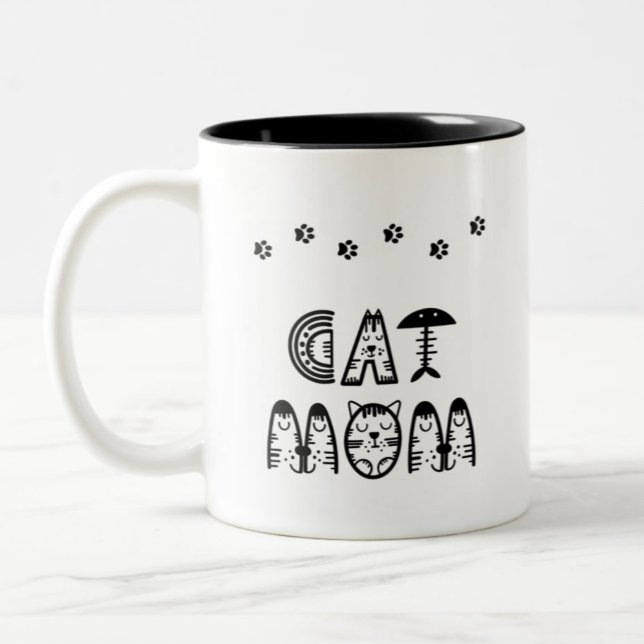 Caneca De Café Em Dois Tons Cat Mãe Mug (Criador carregado)