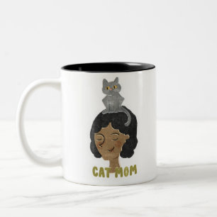 Caneca De Café Em Dois Tons Cat Mãe Mug por Felix + Easel