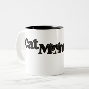 Caneca De Café Em Dois Tons Cat Mãe Tuxedo Gatos Artísticos de gatinho