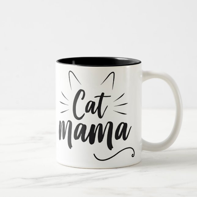 Caneca De Café Em Dois Tons Cat Mama - Mug para amante de gatos (Direita)