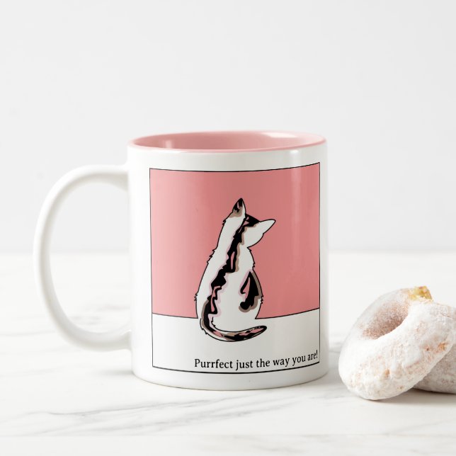 Caneca De Café Em Dois Tons Cat Mug_Pink (Com Donut)