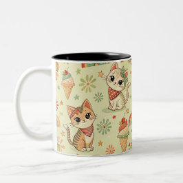 Caneca De Café Em Dois Tons Cat Pattren Mug