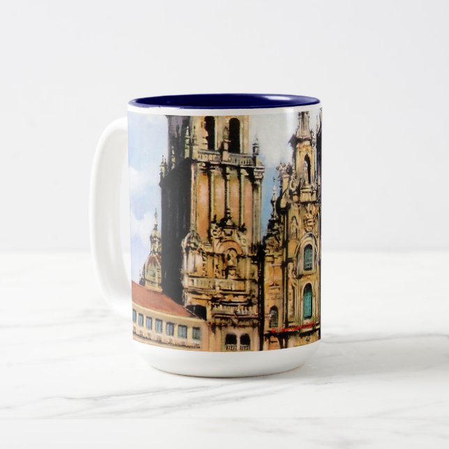 Caneca De Café Em Dois Tons Catedral de Santiago de Compostela (Frente Esquerda)