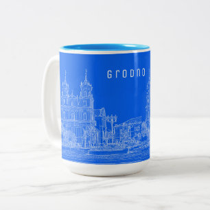 Caneca De Café Em Dois Tons Catedral Urbana de Arquitetura de Grodno Belarus