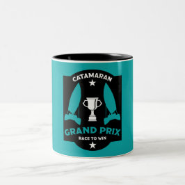 Caneca De Café Em Dois Tons Catermaran Hydrofoil Sailboat Racing