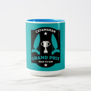 Caneca De Café Em Dois Tons Catermaran Hydrofoil Sailboat Racing