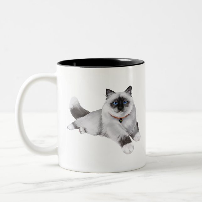 Caneca De Café Em Dois Tons CatFans - Birman (Esquerda)