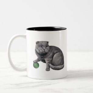 Caneca De Café Em Dois Tons CatFans - dobra do Scottish