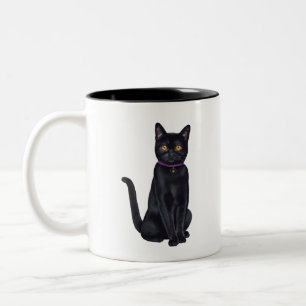 Caneca De Café Em Dois Tons CatFans - gato preto de Bombaim