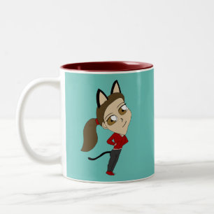 Caneca De Café Em Dois Tons catgirl chibi