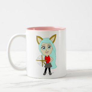 Caneca De Café Em Dois Tons catgirl chibi