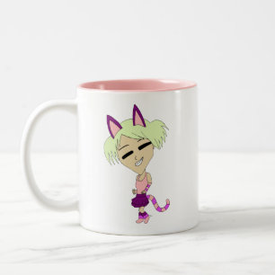 Caneca De Café Em Dois Tons catgirl chibi