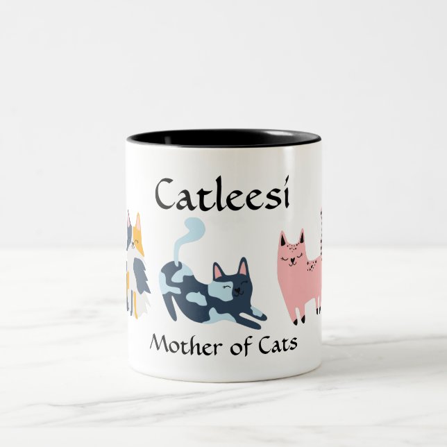 Caneca De Café Em Dois Tons Catleesi, Mãe de Gatos (Centro)