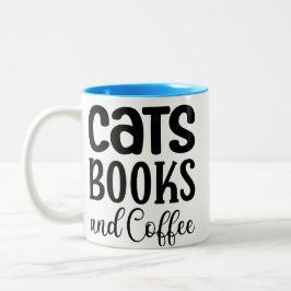 Caneca De Café Em Dois Tons Cats, Books and Coffee 