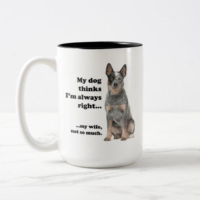 Caneca De Café Em Dois Tons Cattle Dog v Wife Mug (Esquerda)