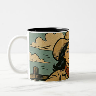 Caneca De Café Em Dois Tons cattlegirl asiático tocando guitarra