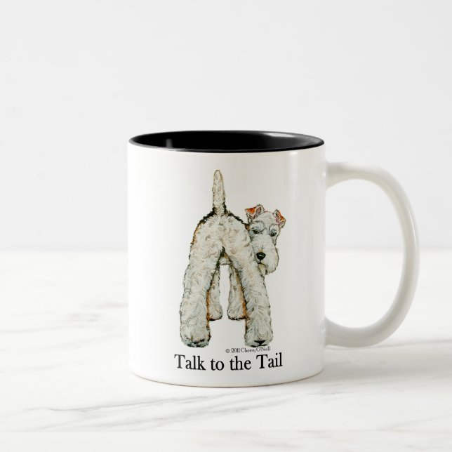Caneca De Café Em Dois Tons Cauda do Fox Terrier do fio (Direita)