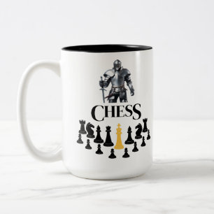 Caneca De Café Em Dois Tons Cavaleiro de Xadrez com Espada