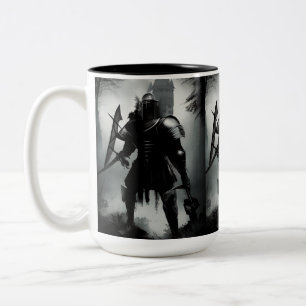 Caneca De Café Em Dois Tons Cavaleiro Escuro Medieval