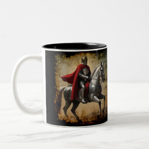 Caneca De Café Em Dois Tons Cavaleiro Medieval em Horseback