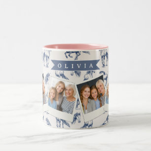 Caneca De Café Em Dois Tons Cavalo Azul Vintage Personalizado Clássico Country