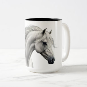 Caneca De Café Em Dois Tons Cavalo Belo Branco