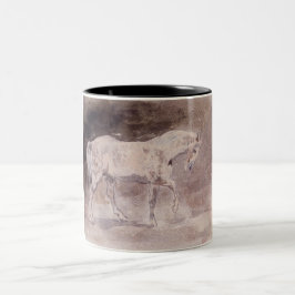 Caneca De Café Em Dois Tons Cavalo Branco (por Eugene Delacroix)