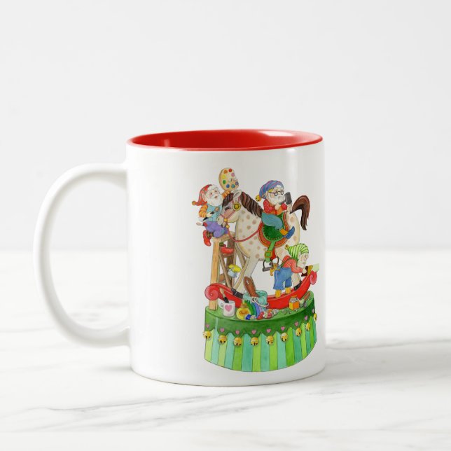 Caneca De Café Em Dois Tons Cavalo de balanço dos duendes (Esquerda)