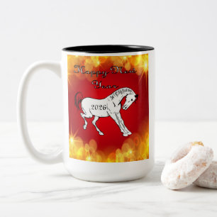 Caneca De Café Em Dois Tons Cavalo de Fogo Selvagem para Ano Novo Chinês