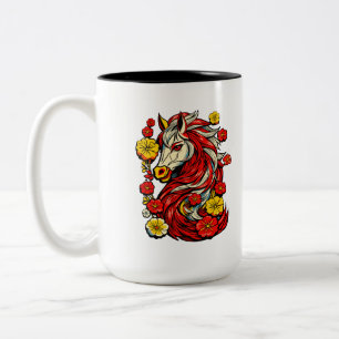 Caneca De Café Em Dois Tons Cavalo de Fogo Vermelho – Zodíaco Chinês 2026