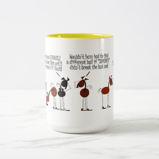 Caneca De Café Em Dois Tons Cavalo engraçado Scared de desenhos animados (Centro)
