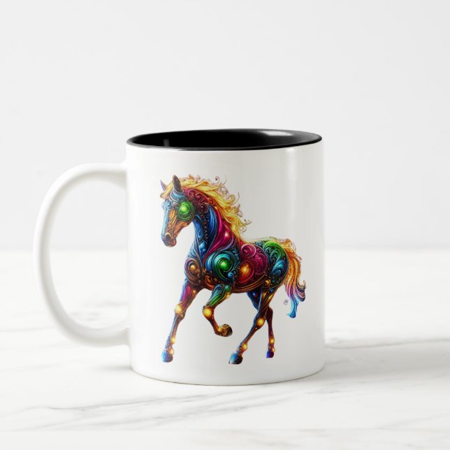 Caneca De Café Em Dois Tons Cavalo Gracioso (Esquerda)