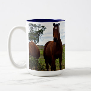 Caneca De Café Em Dois Tons Cavalo Grande Marrom Magnífico,