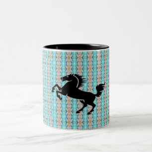 Caneca De Café Em Dois Tons Cavalo Negro Floral rico