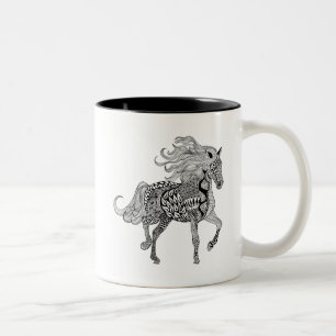 Caneca De Café Em Dois Tons Cavalo preto inspirado