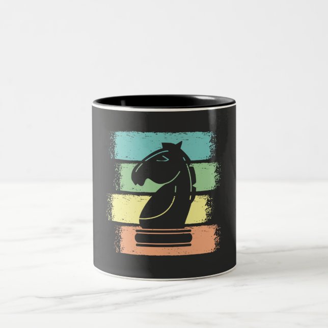 Caneca De Café Em Dois Tons Cavalo Retro Xadrez (Centro)