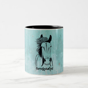 Caneca De Café Em Dois Tons Cavalo Turquesa Bonito Amando Gal Mug