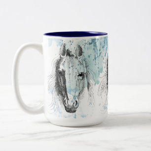Caneca De Café Em Dois Tons Cavalos