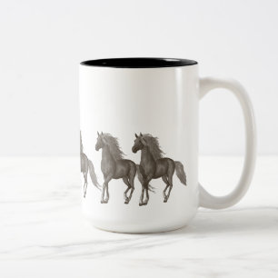 Caneca De Café Em Dois Tons Cavalos