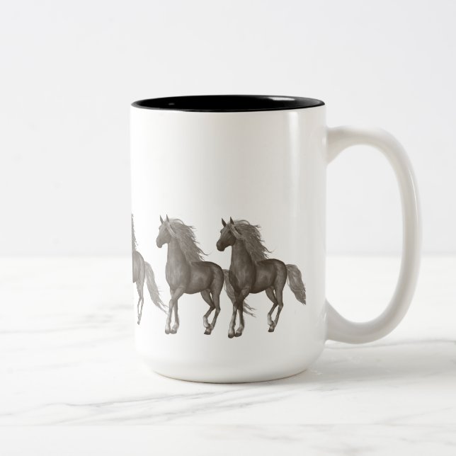 Caneca De Café Em Dois Tons Cavalos (Direita)