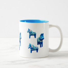 Caneca De Café Em Dois Tons Cavalos de Dala Azul