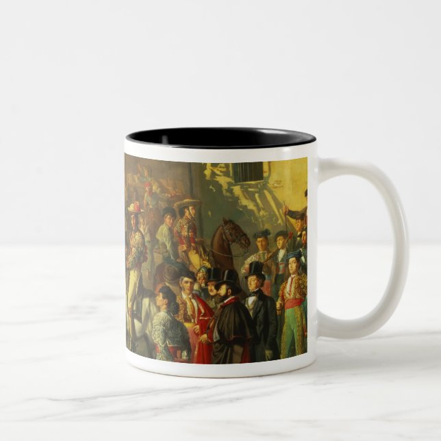 Caneca De Café Em Dois Tons Cavalos em um pátio (Direita)
