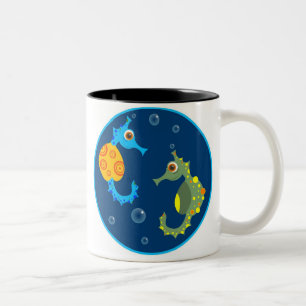 Caneca De Café Em Dois Tons Cavalos marinhos