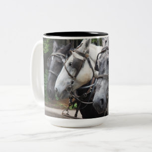 Caneca De Café Em Dois Tons Cavalos-Rascunho 842