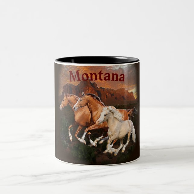 Caneca De Café Em Dois Tons cavalos selvagens do Arizona (Centro)