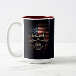Caneca De Café Em Dois Tons Caveira da Bandeira Americana