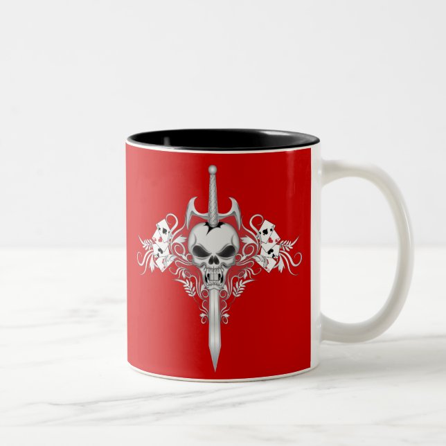 Caneca De Café Em Dois Tons Caveira de Espada - RED (Direita)