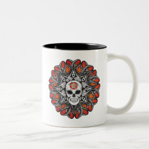 Caneca De Café Em Dois Tons Caveira do gótico - Laranja