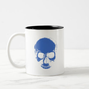 Caneca De Café Em Dois Tons Caveira - Xerife Azul Skeleton Cabeça Copo de Café