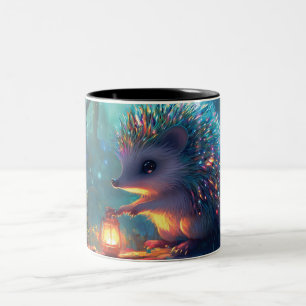 Caneca De Café Em Dois Tons Cefaleia e Lanterna Whimsical na Floresta Encantad